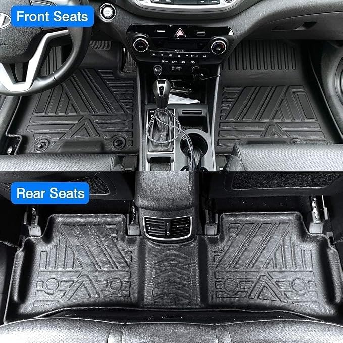 All Weather Rubber Car Floor Mats Compatible with 2013-2017 Honda Accord, Custom Fit Car Mat Full Set with Raised Edge, Odorless, Easy to Install in 5 min, Non-Slip Surface, No Need Trimming
