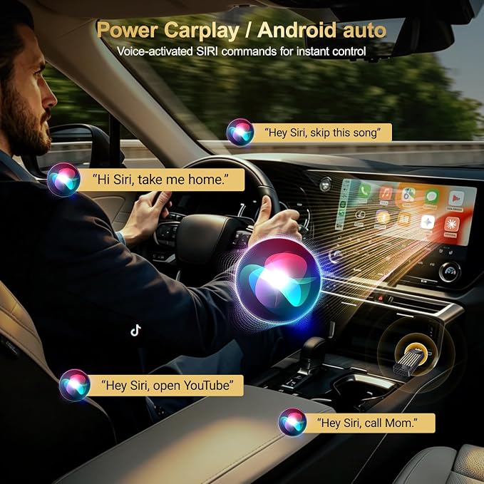 Wireless CarPlay & Android Auto Adapter AI Magic Box,Built-in Play Store YouTube TikTok, HD Screen Mirroring, Plug and Play for OEM Factory Wired CarPlay Vehicles
