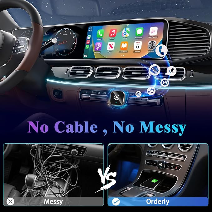 2026 Wireless CarPlay Adapter Upgrade Wired CarPlay to Wireless, Mini USB Design for Cars with Built-in Wired Apple CarPlay Plug and Play Easy Use Fast Stable Connection Car Play for iPhone