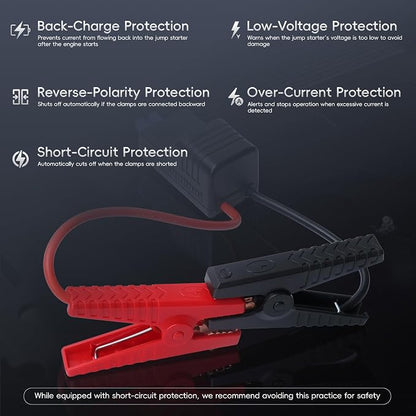 Mayspare 10AWG EC5 Smart Jump Starter Clamps, Heavy Duty Replacement Alligator Clips for 12V Portable Car Battery Booster, Universal for SUV/Truck/RV (LCD Screen)