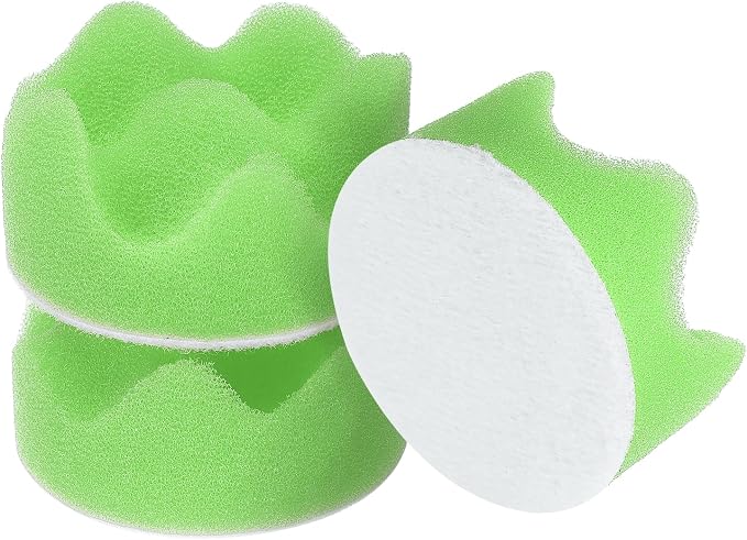 HARFINGTON 3pcs Buffing Sponge Pads 2" Polishing Wheel Waffle Finishing Grip Pad Car Buffer Polisher with Hook and Loop Back for Car Detailing Polishing Waxing, Green
