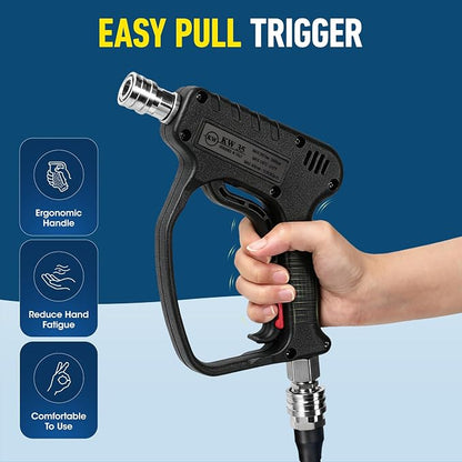 Pressure Washer Short Gun, 5000 PSI/10.5 GPM High Power Washer Spray Gun with 3/8'' Swivel Quick and M22-14mm Connect for Foam Cannon Car Wash