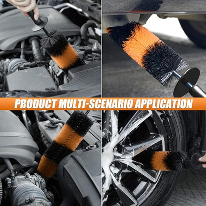 Master Car Wheel Brush, 16" Long Soft Bristle Car Wheel Rim Cleaner Brush, Easy Reach Wheel and Rim Detailing Brush, Car Washing Brush Tire Detail Brush for Wheel Rim Exhaust Tips (Orange & Black)