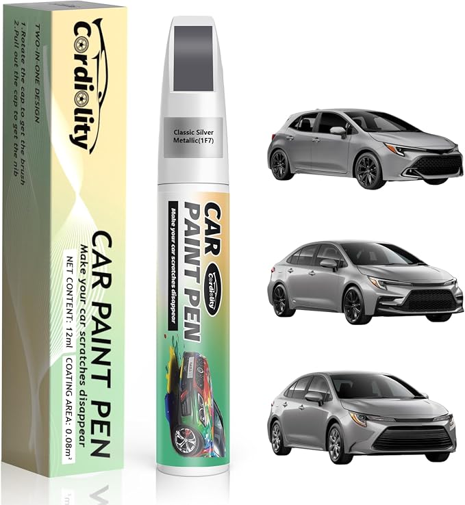 Classic Silver Metallic(1F7) Touch Up Paint Pen for Toyota,Car Paint Scratch Repair Pen Quick and Easy Fix Auto Paint Scratch
