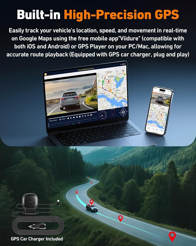 Dash Cam Front and Rear, 4K Dash Camera for Cars Built-in 5G WiFi & GPS, 3.2" IPS Screen Dash Cam W/ 64GB Card, Dual Dashcam W/G-Sensor, Loop Recording, WDR, Night Vision,24H Parking Monitor