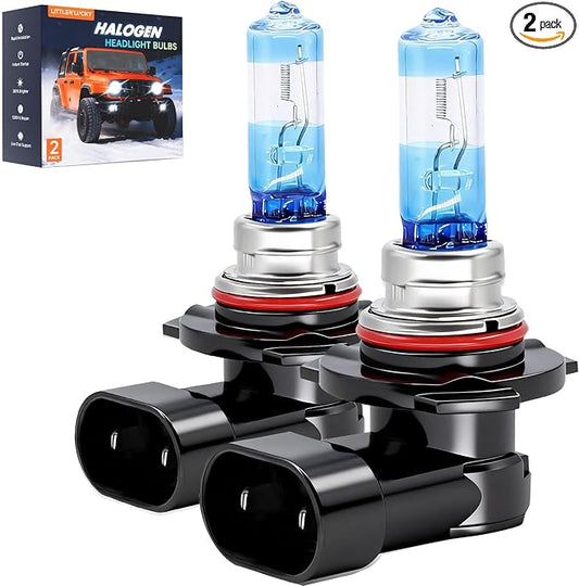 littlelucky 9005/HB3 Halogen Bulbs, 3800k Warm White Light, 300% Brighter, High Performance 12V/60W Halogen Light for High/Low Beam Replacement Bulb, 1200H Lifespan, Plug&Play 2 Pack