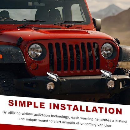 2 PCS Car Deer Whistles, Wind Activated Save Deer Whistle with Double-Sided Tape, Waterproof Car Warning Device Horn Sensor Helps Reduce Accidents and Alert Animals (Silver)