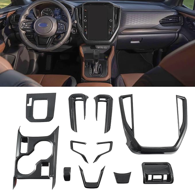 Interior Trim for Subaru Forester 2025 2026 Carbon Fiber Gear Shift Panel with Steering Wheel Trim