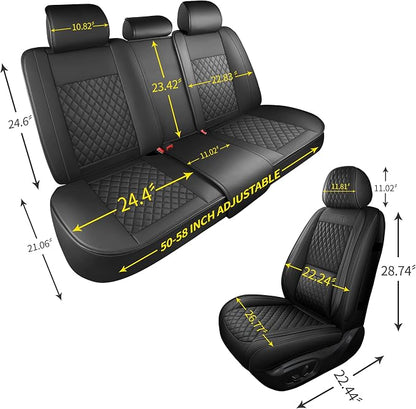 Universal Precision Fit 3D Molded Contoured Seat Covers Full Set, Nappa Leather Semi Coverage Seat Cushion, Interior Decoration & Seat Protector for Most Cars, SUVs, Trucks Style2 Black