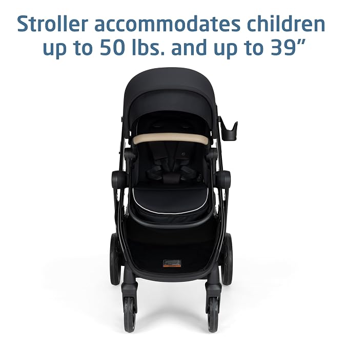 Maxi-Cosi Zelia Pro 5-in-1 Travel System with Mico Pro Infant Car Seat and Baby Stroller Combo, Reversible Seat, Large Wheels, Adjustable Handle, Newborn to Toddler, Lightweight, Caspian Caviar