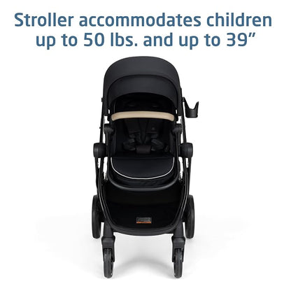 Maxi-Cosi Zelia Pro 5-in-1 Travel System with Mico Pro Infant Car Seat and Baby Stroller Combo, Reversible Seat, Large Wheels, Adjustable Handle, Newborn to Toddler, Lightweight, Caspian Caviar