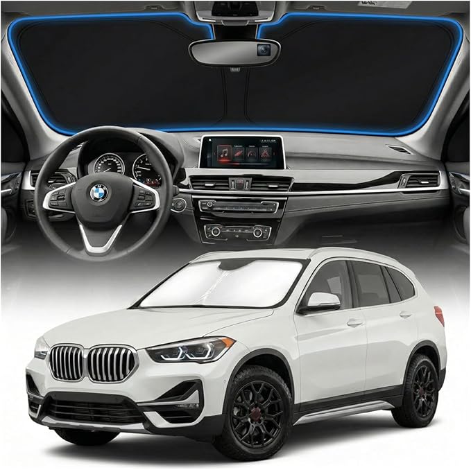 for BMW X1 E84 Sun Shade Windshield Cover - Custom Fit X1 E84 Accessories 2016-2024 2025 Sunshade Foldable UV Protection & Heat Shield Sun Visor Accessories