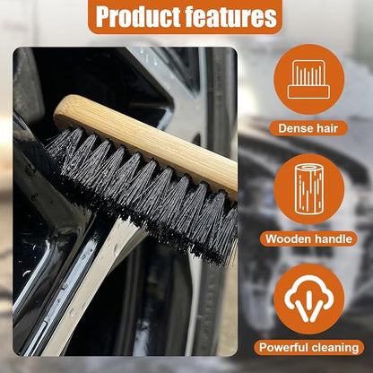 3PCS Car Cleaning Brush, 15.5 Inch Long Handle Tire Wash Brush, Small Car Detailing Brush for Wheel Rims & Fenders, Universal Brushes Set for Vehicle Interior, Home (38CM-14.9IN)