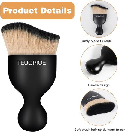 Car Interior Cleaning Brush, Car Duster Interior,Car Detailing Brush Dusting Brush,Car Interior Cleaning Tool, Auto Soft Hair Car Brush,Auto Interior Dust Brush for Air Vents(Brown Black)