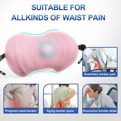 Lumbar Support Pillow, Ergonomic Back Cushion for Office Chair with Adjustable Straps & Detachable Breathable Cover,Memory Foam Car Lumbar Pillow, Back Support Pillow for Car, Office,Bed Rest(Pink)