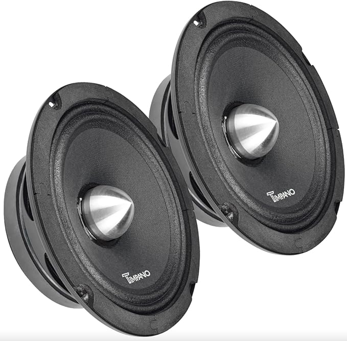 Timpano 1000 Watts Midrange Speakers for Car Audio Systems TPT-MR6-4 Bullet 4 Ohm Shallow PRO Audio Mid Range Loudspeaker (Bundle 2 Speakers)