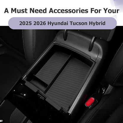 Center Console Organizer Compatible with 2025 2026 Hyundai Tucson Limited Hybrid/Tucson Plug-in Hybrid Accessories Storage Box Compartment Tray - ONLY Fit with Electronic Shift 2-Pack[NOT FOR SE/SEL]