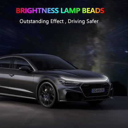 79 Inches Car Hood Light Strip,Dynamic Car LED Strip Light,Exterior Flexible Headlight Waterproof Daytime Running Light Strip for Cars,Trucks,SUVs(White Light)