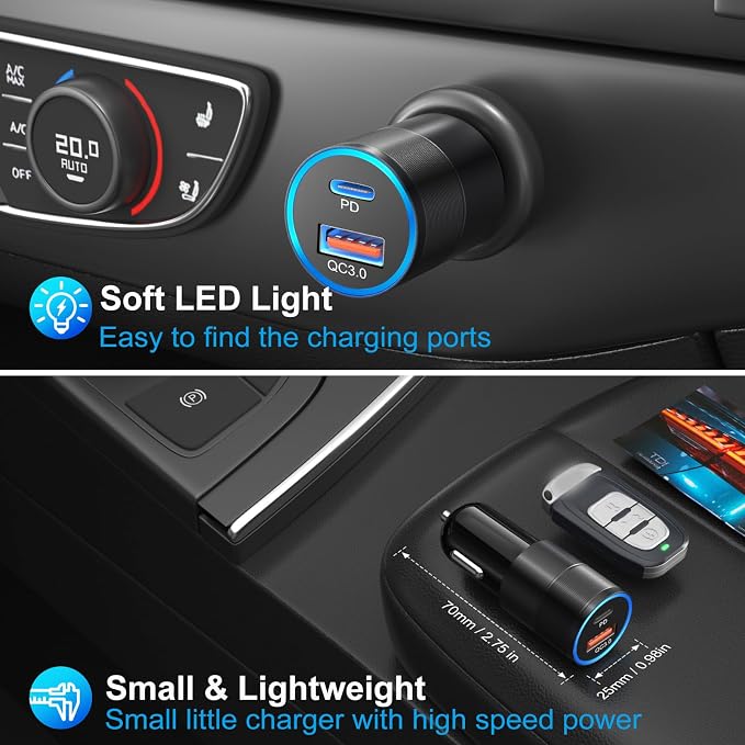 USB C Car Charger 5 Pack, Bangfun 36W Dual 12V USB C & USB A Car Charger Adapter QC+PD 3.0 Fast Charging Cigarette Lighter for iPhone 15 14 13 12 11 Pro Max,Samsung S24 S23 S22,Google Pixel, Android