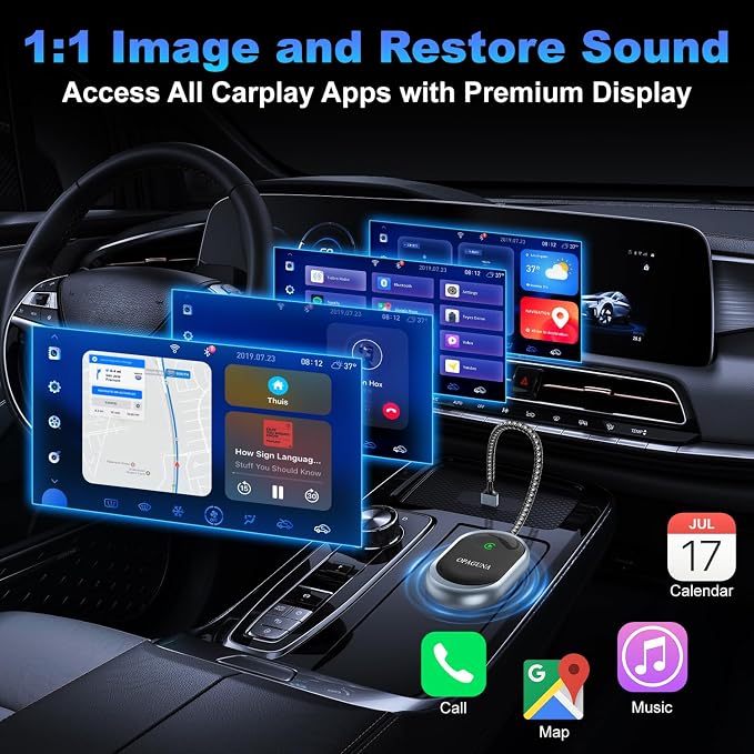 Wireless Carplay Adapter, 2025 Upgraded, Plug and Play Dongle for Apple Car Play Converts Wired to Wireless carplay Adapter for iPhone, Mini Control for Cars from 2017 & for iOS 10+