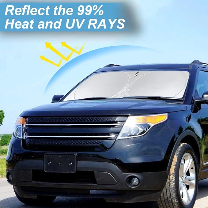 Sunshade for Explorer Windshield Sun Shade for 2019 2018-2011 Ford Explorer SUV, ST XLT, Limited, Platinum Accessories Foldable Front Window Shield Cover Sun Visor Protector Block UV Heat Reflector