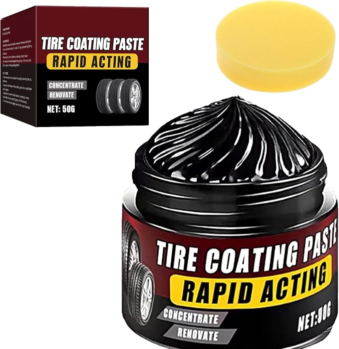 2026 New Tire Coating Paste & Trim Restorer,Car Tire Plastic Trim Renewal Paste with Sponge,Tires Polishing Pastes for Cars, Trucks,Motorcycles,Bring Back the Deep Black Shine (1 Set)