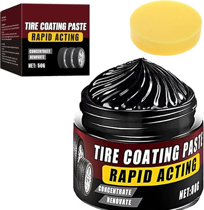2026 New Tire Coating Paste & Trim Restorer,Car Tire Plastic Trim Renewal Paste with Sponge,Tires Polishing Pastes for Cars, Trucks,Motorcycles,Bring Back the Deep Black Shine (1 Set)
