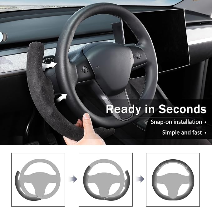 Steering Wheel Cover for Tesla Model 3(2017-2023) Model Y(2020-2024), Steering Wheel Accessories for Tesla Model 3/ Y