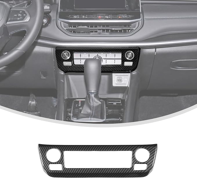 Linskip Climate Control Accent Trim Fit for 2022 2023 2024 2025 Jeep Compass, Control Panel Cover for Jeep Compass Interior Accessories(Black Carbon Fiber)
