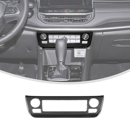 Linskip Climate Control Accent Trim Fit for 2022 2023 2024 2025 Jeep Compass, Control Panel Cover for Jeep Compass Interior Accessories(Black Carbon Fiber)