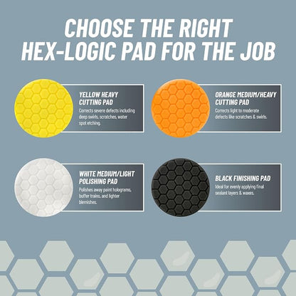 Chemical Guys Hex-Logic Medium Cut Polishing Pad Orange (5.5 Inch) (3 Pack) – Dual Action Polisher Pad for Swirl Removal & Gloss Restoration