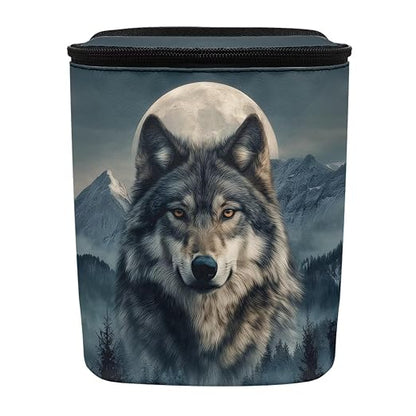 Talayituse Mountain Wolf Moon Print Car Trash Can Portable Auto Garbage Bin Multifunctional Vehicle Interior Accessories with Adjustable Straps Universal Fit Truck SUV Sedan