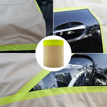 Tape and Drape, 6” x 50 feet Masking Paper for Painting, Pre-Taped Masking Paper with Adhesive, Paint Tape, Car Protection Covering Paper for Car and Furniture, Floor (1 Pack)