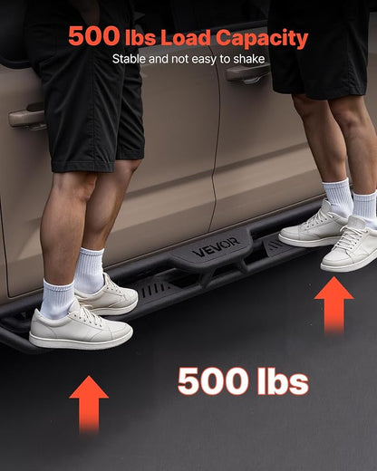 VEVOR Running Boards Compatible with 2019-2025 Chevy Silverado/GMC Sierra 1500 Crew Cab 2020-2025 Chevy Silverado/GMC Sierra 2500HD 3500HD Crew Cab,6 Inches Side Steps, Black Carbon Steel Nerf Bars