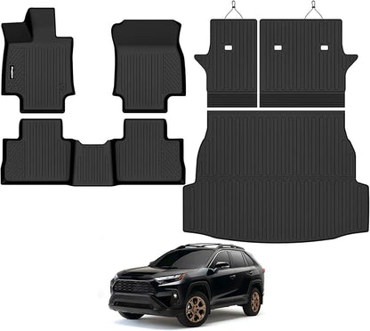 Floor Mats for Toyota RAV4 2019-2025 Gas Only, Trunk Mat and Backrest Mat All Weather TPE Protector for Toyota RAV4 Accessories (Not for Hybrid)