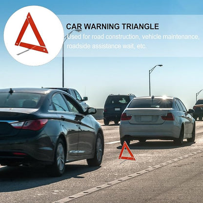 PRETYZOOM 2pcs Car Warning Triangle Signs Reflective Auto Safety Triangles with Folding Design for Roadside Emergency and Vehicle Breakdown Safety