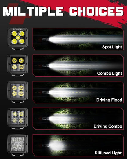 OFFROADTOWN LED Cubes, 4PCS 3 Inch 200W CREE LED Pods Spot Offroad Driving Lights 3x3 LED Cube Light Ditch Fog Lights for Truck Pickup UTV ATV SUV Boat 4x4 Car