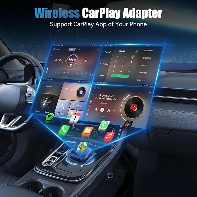Wireless CarPlay Adapter for iPhone, Convert Factory Wired to Wireless in Seconds, Plug & Play with OEM 2015+ Systems, Siri Control & Auto-Connect (iOS 10+ Android 11 Compatible)