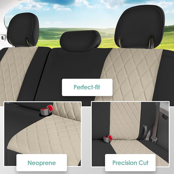 FH Group Custom Fit Car Seat Covers Specifically Made for 2011-2020 Toyota Sienna 7-8 Seater with Ultraflex Neoprene Water Resistant Automotive Seat Covers - 3rd Row Beige