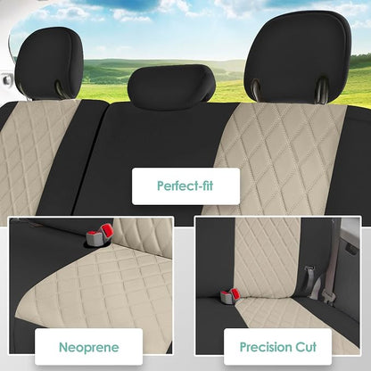 FH Group Custom Fit Car Seat Covers Specifically Made for 2011-2020 Toyota Sienna 7-8 Seater with Ultraflex Neoprene Water Resistant Automotive Seat Covers - 3rd Row Beige