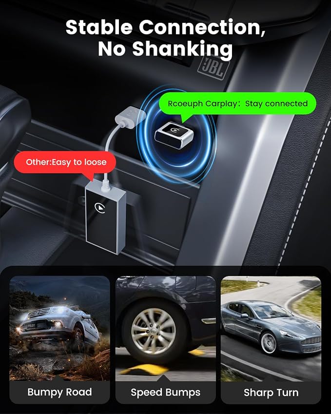 Wireless Carplay Adapter for Apple iPhone, Converts Wired to Wireless Mini CarPlay Kit with USB-C to USB-A Adapter for Cars from 2016 and iOS 10+ (Silver)
