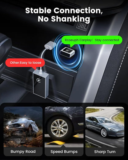 Wireless Carplay Adapter for Apple iPhone, Converts Wired to Wireless Mini CarPlay Kit with USB-C to USB-A Adapter for Cars from 2016 and iOS 10+ (Silver)