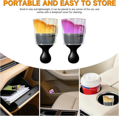 ATTRACTIVE 2-Pack Car Detailing Brush Set, Super Soft Fiber Bristles Dashboard Cleaner for Interior & Exterior, Dust Brush for Air Vents, Leather Seats, Console, Keyboard & Narrow Gaps