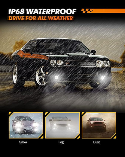 SEALIGHT H10 LED Fog Light Bulbs, 12000LM Strong Penetration 9040 9045 9140 9145 Fog Lights LED Bulbs Upgrade, 1:1 Size 6500K Cool White Fog Lights for Trucks Cars, Interior Lighting,Pack of 2
