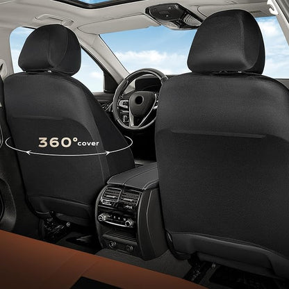 Coverado Car Seat Covers Front Seat, Luxury Leather Car Seat Protector, Automotive Front Mesh Seat Covers, Orange&Black Seat Cushion for SUV Sedan Truck