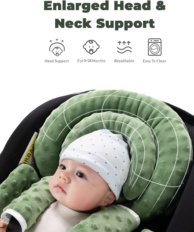 TinlyFinly Infant Car Seat Insert with Extra Cushion for Preemie to Toddler, Reversible Newborn Carseat Insert for Baby Head Body Support, Fits for Stroller, Baby Swing, Bouncer - Dots, Dark Green