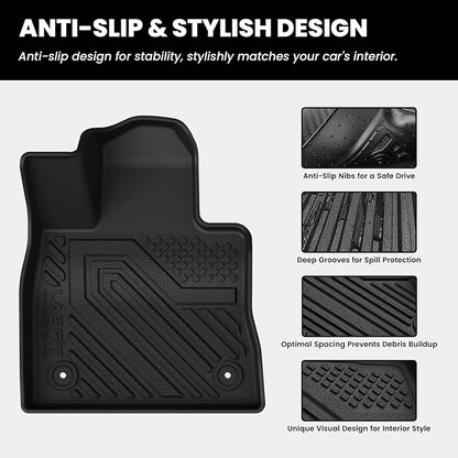 LASFIT Floor Mats & Cargo Liner with Backrest Mat for Ford Explorer 2022-2025 2026 6 Passenger, Custom Fit All Weather Protector TPE Easy Clean Floor Liners, Car Mats for Explorer Accessories, Black