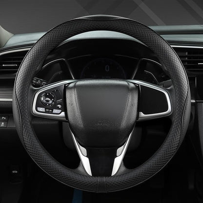 West Llama Microfiber Leather Car Steering Wheel Cover for Honda Accord Civic CR-V HR-V Pilot Fit Passport Odyssey,Sport Style,14.5-15 inch (Black-Standrad Size)