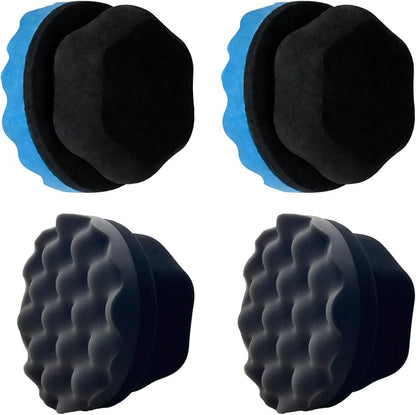 4 Pcs Large Tire Shine Applicator, Reusable Tire Dressing Applicator Wave Contoured, Tire Sponge Pads for Car Detailing Cleaning, 4.33 inch (2 Blue &2 Black)