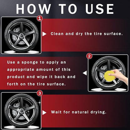 2Pcs Car Tire Shine with Sponge,Tire Coating Paste,Tire Polishing Paste,Ungraded Long-Lasting Tire Dressing with Wet Gloss Look Finish for Car, Truck, Motorcycle, RV & More